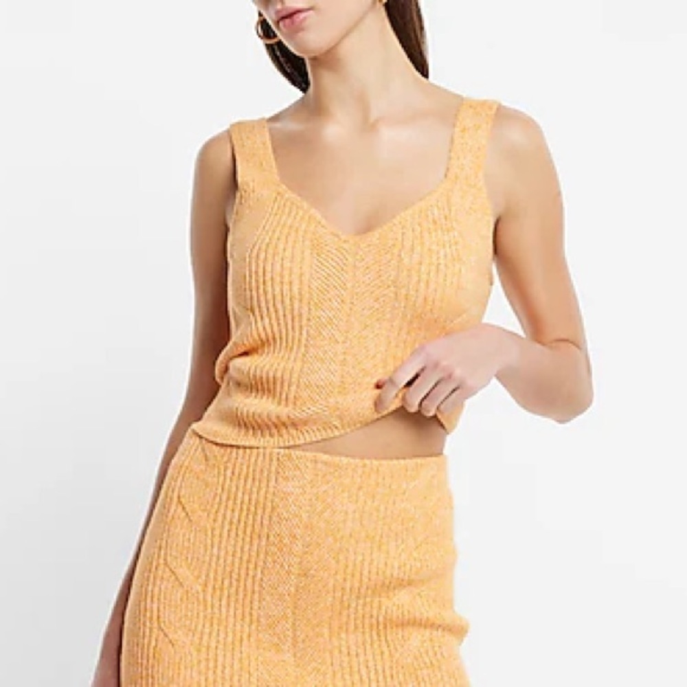 NWT Express Cable Knit V-Neck Sweater Tank in Butterscotch size XL
